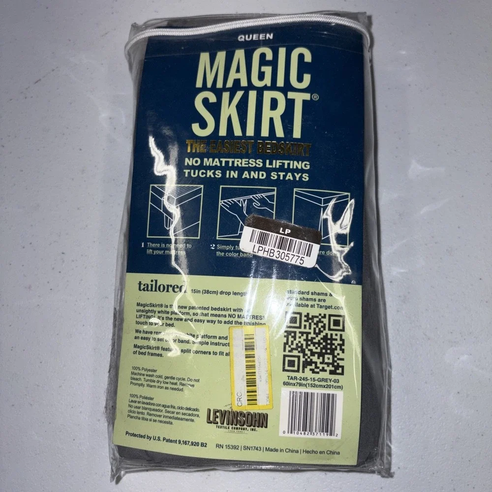 Queen Tailored Bedskirt Gray - Magic Skirt: Polyester Plain Weave,